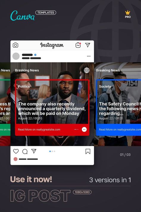 ✍️ Doing content marketing? Do you run a social media newspaper, magazine or blog? To save time and increase your posting frequency, you just need to use ready-made templates! 👌 CANVA PRO's easy-to-edit Instagram templates will handle your needs. Change colors, images and texts and get a professional looking post or story in minutes! These templates are available in 3 doctypes: • Instagram post & story • Facebook post. #canva #canvatemplate #canvadesign #instagrampost Newspaper Instagram Story, News Template Design Social Media, Instagram News Post Design, Q&a Social Media Post, Social Media News Post Design, News Social Media Post, News Social Media Design, Informative Instagram Post, News Instagram Post
