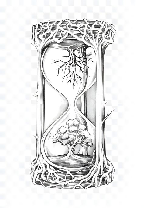 Tato Jam, Hourglass Tattoo Meaning, Hour Glass Tattoo Design, Hourglass Drawing, Bts Tattoo, Hourglass Tattoo, Clock Tattoo Design, Tato Lengan, Tree Of Life Tattoo