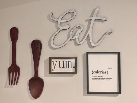 Kitchen Wall Decor - Fork & Spoon: everything from Hobby Lobby Wall Decor Above Dining Table, Hobby Lobby Kitchen Wall Decor, Kitchen Wall Decor Ideas Hobby Lobby, Rustic Kitchen Wall Decor Ideas, Farmhouse Dining Room Wall Decor Ideas, Fork And Spoon Kitchen Decor, Wooden Spoon Art Wall Decor, Wooden Spoon Wall Decor, Hobby Lobby Kitchen Decor Ideas