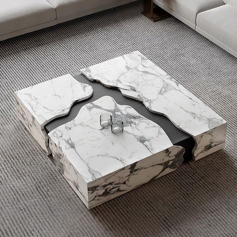 The 31.5" Modern Coffee Table with Storage is a stylish and functional piece of furniture that combines contemporary design with practicality. This coffee table features a sleek and modern look, measuring 31.5 inches in width, making it a versatile choice for various living spaces. White Coffe Table, Square Marble Coffee Table, Center Table For Living Room, Center Coffee Table, Granite Coffee Table, Centre Table Design, Marble Tables Living Room, Faux Marble Coffee Table, Meeting Room Design