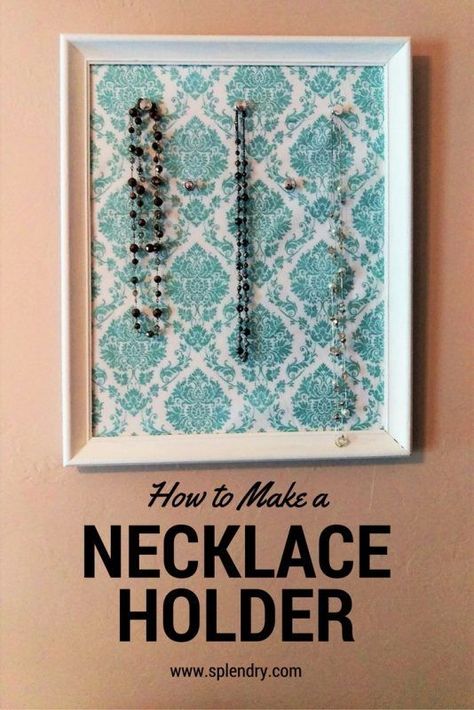 Easy steps to making a necklace holder on Splendry! Diy Necklace Holder, Halloween Jewelry Diy, Diy Necklace Display, Etched Jewelry, Make A Necklace, Necklace Hanger, Good Luck Necklace, Diy Jewelry Holder, Decorated Flower Pots