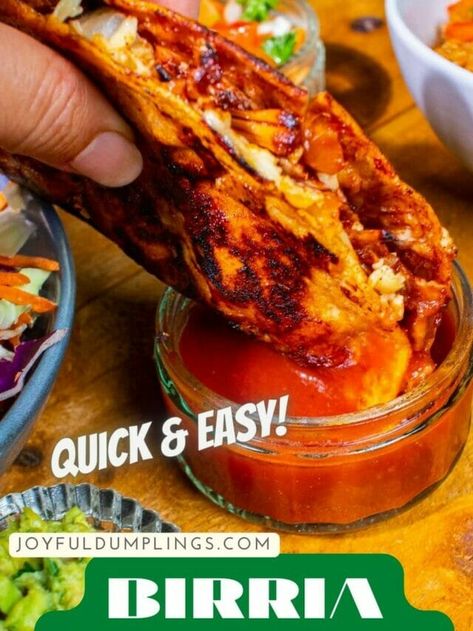 Quick and Easy Birria Sauce » Joyful Dumplings Turkey Dumplings, Birria Sauce, Vegan Birria Tacos, Taco Sauce Recipe, Turkey And Dumplings, Pickled Daikon, Vegan Bacon Bits, Easy Dipping Sauce, Aldi Recipes