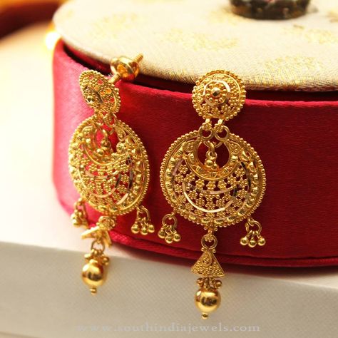 Plain Gold Earrings, Gold Earrings With No Stones, 22K Big Gold Earrings With No Stones. Plain Gold Earrings, Big Gold Earrings, Gold Earrings Design, Marriage Jewellery, Gold Earrings Indian, Gold Jhumka Earrings, Perhiasan India, Jewelry Designing, Traditional Jewellery