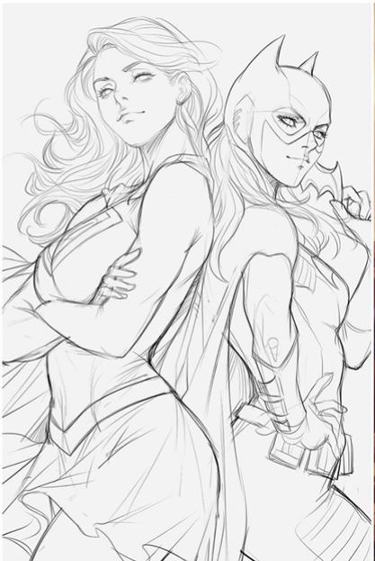 Female Superhero Poses Drawing Reference, Female Comic Book Characters Sketches, Female Comic Art, Superhero Pose Reference Female, Artgerm Sketch, Comic Book Poses, Batgirl Fanart, Supergirl Drawing, Wonder Woman Sketch