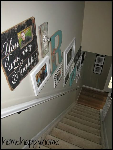 home happy home: staircase GALLERY WALL Decorating Staircase, Closed Staircase, Staircase Gallery Wall, Stairway Decor, Staircase Gallery, Stairway Wall, Gallery Wall Staircase, Stairway Decorating, Staircase Wall Decor