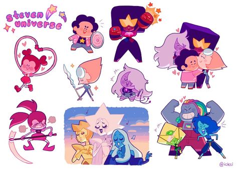 Chibi Steven Universe, Steven Universe Stickers, Steven Universe Diamond, Drawing Sticker, Cn Cartoon Network, Steven Universe Funny, Funtime Foxy, Cute Art Styles, Sticker Sheet