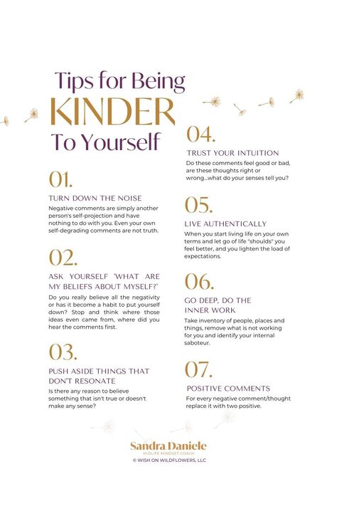 The best life advice - Be Kind. The best life advice for personal development is to be kind and the kindness starts with yourself. 7 tips for kindness. Follow along for more inspiration Kindness To Self, How To Be A Kinder Person, How To Not Take Things Personally, How To Be Kind To Yourself, How To Be Kind, Self Kindness, Be Kinder To Yourself, Love Yourself More, Mindset Growth