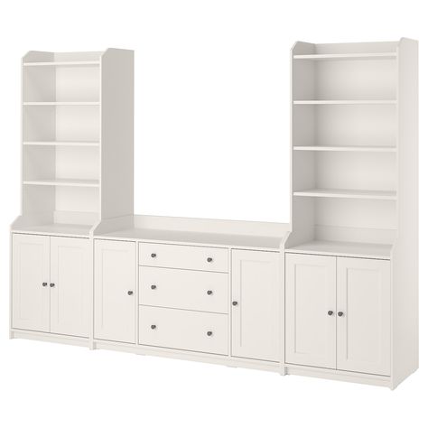 Hemnes Bookcase, Kallax Shelf Unit, Ikea Desk Hack, Tv Storage, Billy Bookcase, Ikea Furniture Hacks, White Bookcase, Ikea Pax, Glass Cabinet Doors