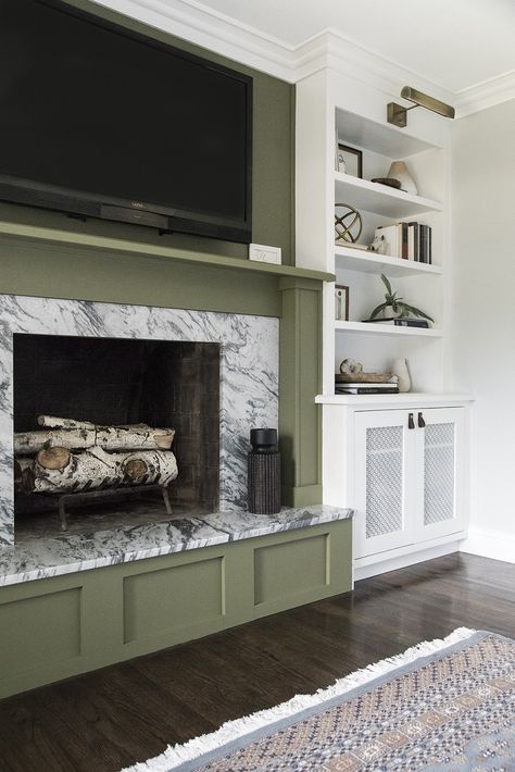 Marble Hearth, Built In Around Fireplace, Transitional Living Room Design, Fireplace Room, Room For Tuesday, Transitional Living Room, Living Tv, Fireplace Built Ins, Living Room Design Ideas