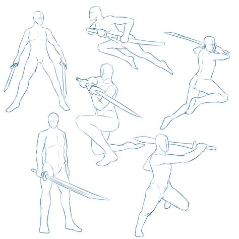 Drawing Poses With Swords, Poses With Swords, Sketch Poses, Human Anatomy Drawing, Anatomy Sketches, Anatomy Poses, Body Reference Drawing, Body Pose Drawing, 캐릭터 드로잉