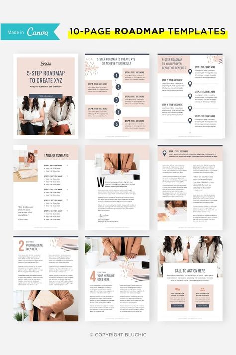 Lead Magnet Template Design, List Design Layout, Kombinasi Font, Roadmap Template, Lead Magnet Ideas, Lead Magnet Design, Ebook Template Design, Lead Magnet Template, The 4 Elements