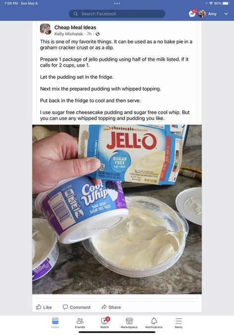 Bariatric Fluff, Protein Pudding Recipe Sugar Free Jello, Zero Sugar Cool Whip Recipes, Sugar Free Cool Whip, No Bake Pie, Cool Whip Desserts, Low Cal Dessert, Sugar Free Jello, Sugar Free Cheesecake