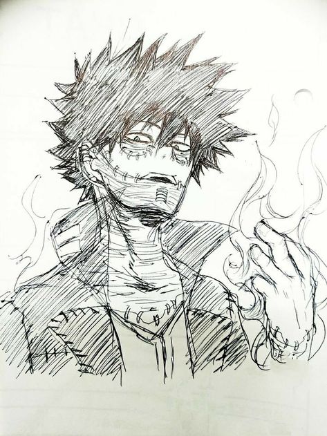 Dabi Sketch, Dark Academia Sketches, Dabi Drawing, Drawing Ideas Anime, Touya Todoroki, Anime Drawing Sketches, Tumblr Drawings, Hero Academia Characters, My Hero Academia Manga