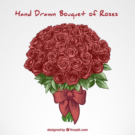 Rose Bouquet Drawing, Bouquet Drawing, Drawn Roses, Red Flower Bouquet, Flower Bouquet Drawing, Rose Outline, Flower Boquet, Rose Sketch, Rose Oil Painting