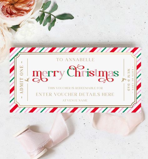 Any Gift, Christmas Gift Voucher Template, Fully Custom Printable Gift Certificate Christmas Present, Gold Christmas Gift Coupon, Stripe Christmas Gift Voucher, Concert Ticket Gift, Christmas Vouchers, Christmas Gift Certificate Template, Christmas Gift Vouchers, Christmas Gift Certificate, Gift Voucher Template, Concert Gift, Printable Gift Certificate