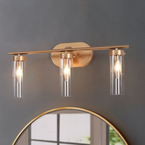 Gold Wall Lights, Modern Bathroom Vanity Lighting, Bathroom Ambiance, Modern Vanity Lighting, Vanity Light Bar, Light Fixtures Bathroom Vanity, Contemporary Vanity, Vanity Light Fixtures, Bathroom Vanity Light