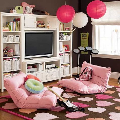 bedroom ideas for preteens | ... cool lights for girl room design, modern teenage bedroom decor ideas Kids Tv Room, Modern Kids Room Design, Teenage Bedroom Furniture, Teen Lounge, Hangout Room, Girls Room Design, Modern Kids Room, Girl Bedroom Designs