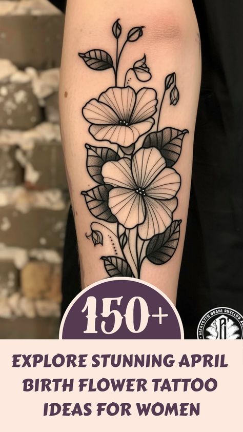 Discover beautiful April Birth Flower tattoo design ideas for women to inspire your next ink! From delicate Daisy and Sweet Pea tattoos to intricate sleeve or thigh designs, find the perfect floral tattoo to symbolize your April birthday. Whether you prefer traditional, neo-traditional, small, colorful, or arm tattoos, these artistic ideas are sure to spark creativity for your next tattoo masterpiece. Explore the beauty and symbolism of April's birth flowers with these stunning tattoo inspiratio April Birth Flower Tattoo Sweet Peas, Daisy And Sweet Pea Tattoo Birth Flower, Sweet Pea Tattoo Design, March Tattoo Ideas Birth Month, April Flower Tattoo, Sweet Pea Flower Tattoo, Daisy And Sweet Pea, Flower Tattoo Ideas For Women, April Birth Flower Tattoo