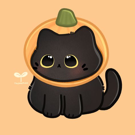 Spooky Kawaii Cat Chibi Digital Art Drawing Pumpkin Halloween Kitten Kitty Cat Spoopy Spooky Cat Illustration, Cat Pfp Halloween, Pfp Matching Halloween, Spooky Cat Drawing, Halloween Cat Pfp, Pumpkin Cat Drawing, Halloween Cat Drawing, Chibi Digital Art, Black Cat Kawaii