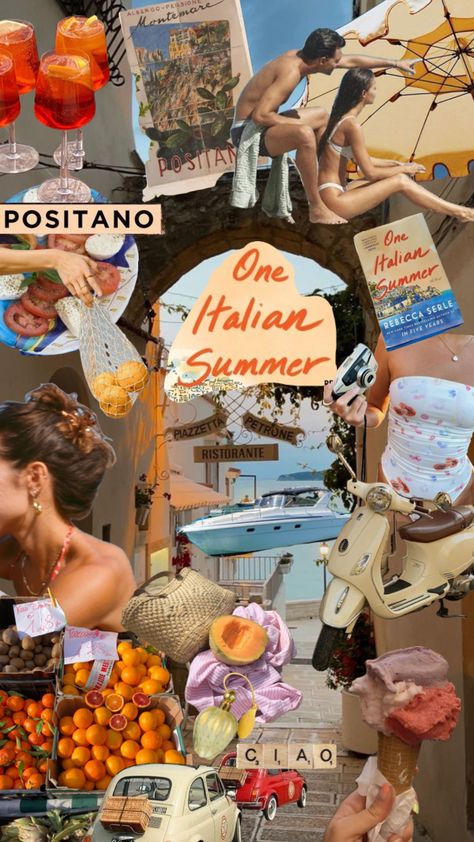 #oneitaliansummer #rebeccaserle #europeansummer One Italian Summer Book Aesthetic, One Italian Summer Book, One Italian Summer, Collage Books, Romcom Books, Romance Series Books, Summer Book, Collage Book, Aesthetic Books