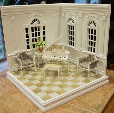 1:6 Scale Diorama/Room Box Diorama Room, Room Box Miniatures, Barbie Diorama, Room Boxes, Diy Barbie Furniture, Architecture Model House, Dolls House Interiors, Miniature Rooms, Dolls Houses