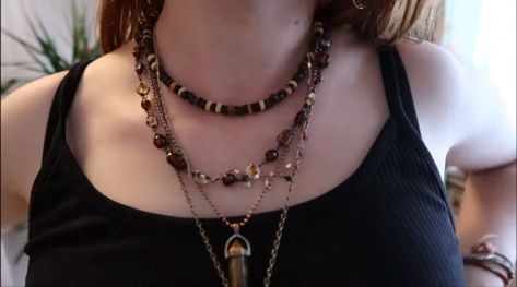 Brown Necklace Aesthetic, Necklace Aesthetic, Brown Necklace, Jewelry Tattoo, Pretty Jewelry, Brown Aesthetic, Pretty Jewellery, Chain Necklace, Necklaces