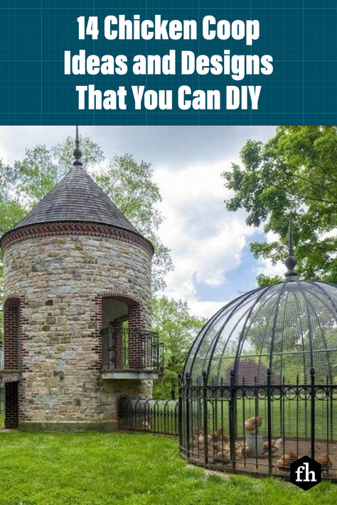 Increasing numbers of homeowners are raising chickens in their backyards, and the creativity in chicken coop design is booming. From funky and playful to stately and classic, these chicken coop ideas will get your creative juices flowing. Chicken Coop Castle, Brick Chicken Coop, Chicken Castle, Chicken Coop Ideas, Urban Chicken Farming, Portable Chicken Coop, Urban Chickens, Coop Ideas, Coop Design