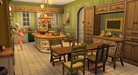 Sims 4 Farmhouse Kitchen, Sims 4 Farmhouse Interior, Installing Butcher Block Countertops, 1920 Kitchen, Spanish Mediterranean Kitchen, Contemporary Farmhouse Kitchen, Sims 4 Cottage, Sims 4 Kitchen, Rustic Accessories