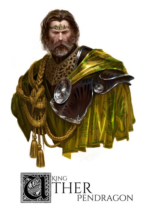 King Uther Pendragon of Camelot, on ArtStation at https://www.artstation.com/artwork/yJyXQO Camelot Concept Art, Wounded Character Art, Viking King Art, Noble Family Portrait, Medieval King Art, Fantasy King Art, King Character Art, King Arthur Art, Viking Noble