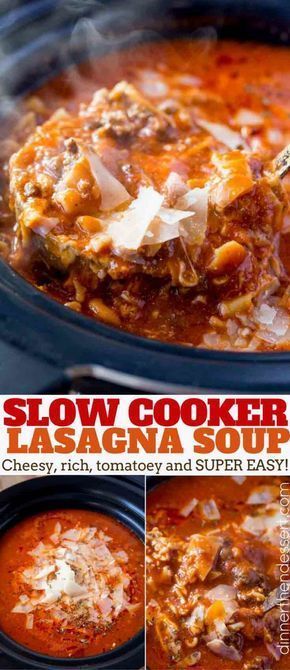 Slow Cooker Lasagna Soup with all the classic flavors of lasagna with all the warming flavors of soup. Just set it and forget it, serve with garlic bread! Bread Lasagna, Crockpot Lasagna Soup Recipe, Lasagne Soup, Slow Cooker Lasagna Soup, Lasagna Soup Crockpot, Dessert Lasagna, Easy Lasagna Soup, Recipe Crockpot, Lasagna Soup Recipe