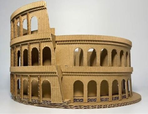 Colosseum Model, Roman Project, Craft Architecture, Architecture Crafts, Ceramic Plates Art, Cardboard City, Greece Architecture, Rome Colosseum, Cardboard Model