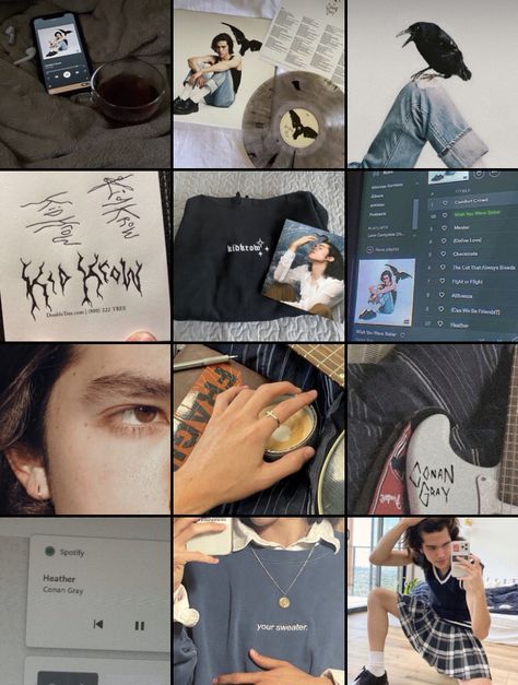 Kid Krow Conan Gray, Kid Krow Aesthetic, Conan Gray Kid Krow, Kid Krow, Conan Gray Graduation Cap, Gray Album Covers, Conan Gray Aesthetic, Gray Aesthetic, Grey Outfit