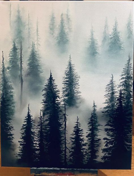 Bob Ross Style Painting For Beginners | Misty forest | Facebook Bob Ross Paintings, River Painting, Painting For Beginners, Misty Forest, Bob Ross, Wall Murals, Mural, Forest, Paintings