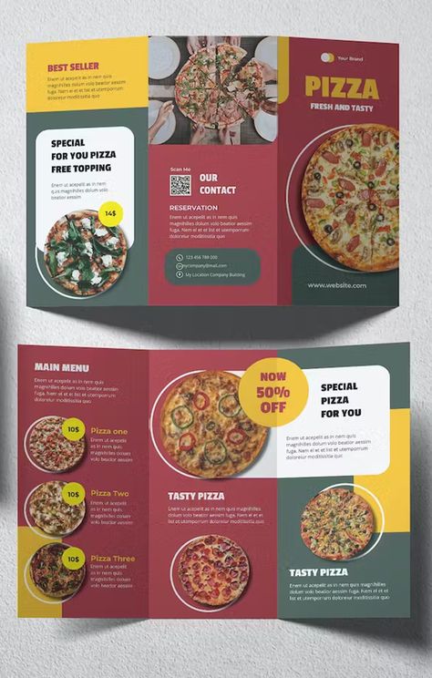 Trifold Brochure Design Layout Creative, Brochure Design Food, Chai Logo, Pizza Menu Design, Food Brochure, Brochure Food, Menu Design Inspiration, Cafe Menu Design, Brochure Design Creative