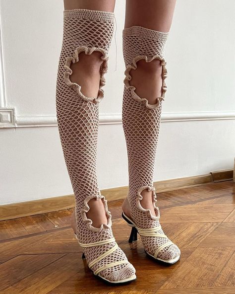 Outfit Ideas October, Crochet Stocking, Frilly Top, Knitwear Inspiration, Fashion Creator, Clothing Outfit Ideas, Crochet Socks, Wool Thread, October 2022