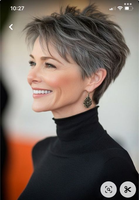 Short Hair For Chemo Patients, Asymmetrical Short Hair Styles, Extra Short Hairstyle Women, Dark Hair Pixie Haircut, Short Hair For Women Over 50, Feathered Pixie Haircut, Low Maintenance Haircut For Fine Hair, Grey Pixie Haircut, Short Spiked Hair