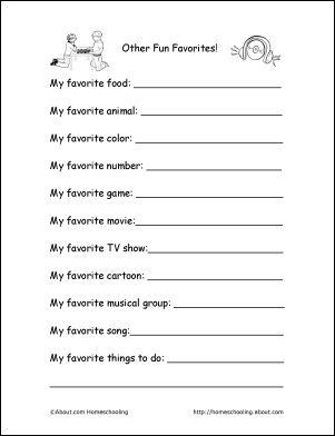 preschool memory book printable templates | First grade cut out skeleton / First grade cut out skull Menú ... My Favorites List Template, My Favorite Things List For Kids, Favorites Journal, My Favorite Things List, Preschool Scrapbook, Preschool Memory Book, Memory Book Cover, My Favorites List, Playroom Idea