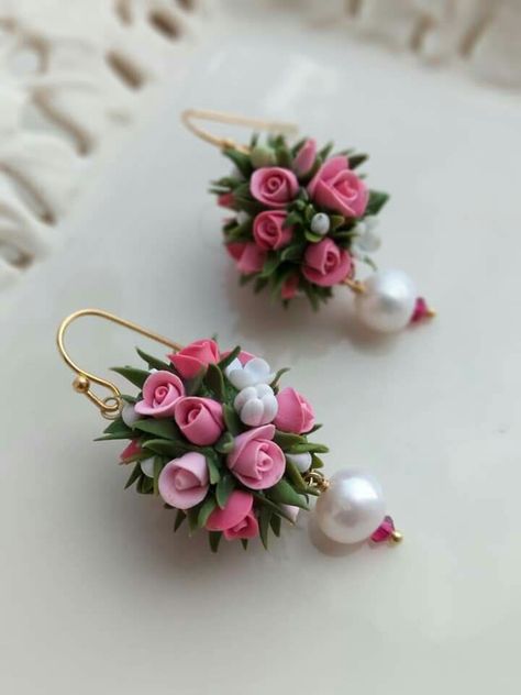 Dough Jewelry Ideas, Clay Jwellary Design, Clay Jwellary, Dough Jewelry, Jwellary Design, Polymer Clay Flower Jewelry, Birds Embroidery Designs, Diy Earrings Polymer Clay, Handmade Jewlery