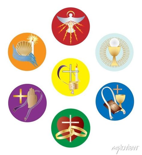 Sacraments Craft, 7 Sacraments, Corpus Cristi, Seven Sacraments, Catholic Sacraments, Catholic Symbols, Bible Crafts, Color Vector, Home Activities