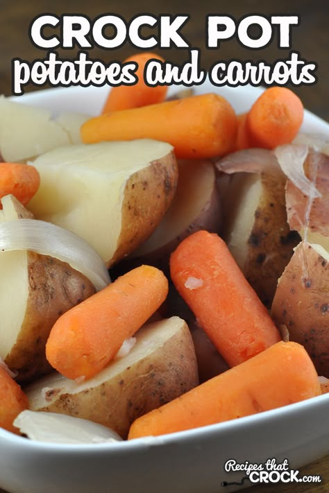 If you want an easy way to have veggies for a few meals, check out this Crock Pot Potatoes and Carrots recipe! Everyone will devour their veggies happily with this recipe! via @recipescrock Slow Cook Potatoes, Crockpot Carrots, Carrots Slow Cooker, Crockpot Veggies, Cooking Red Potatoes, Crock Pot Vegetables, Cook Potatoes, Roasted Potatoes And Carrots, Slow Cooker Potatoes