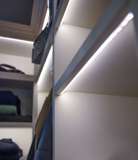 Light In Wardrobe, Led Wardrobe, Wardrobe Lighting, Fitted Wardrobes, Wardrobe Design, Lighting Design, Storage Space, Led Light, Storage Spaces