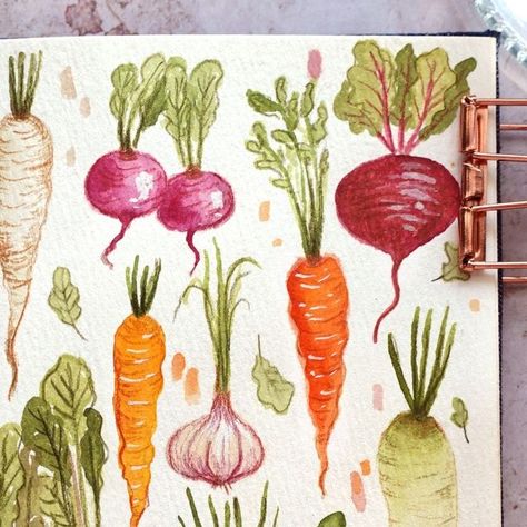 Nianiani on Instagram: "Colourful root veggiesss 🥕with watercolor and coloured pencils . Tutorial now up on my yt channel: nianiani Downloadable outline is available for purchase in my ko-fi shop, you can find the link in the description box of my yt video Enjoy! . . . . . #watercolor #watercolour #watercolorpainting #watercolorart #watercolortribe #worldofartists #instaart #watercolor_daily #watercolortutorial #worldwatercolorgroup #worldofart #watercolor_art #traditionalart #watercolor_gallery #watercolordoodle #doodleart #cottagecore #watercolorcottagecore #foodillustration #watercolorfood #foodpainting" Colour Pencil Tutorial, Watercolor Vegetables, Watercolor Fruits, Colored Pencil Tutorial, Watercolor Food, Watercolor Fruit, Food Painting, Yt Channel, Watercolor Painting Techniques