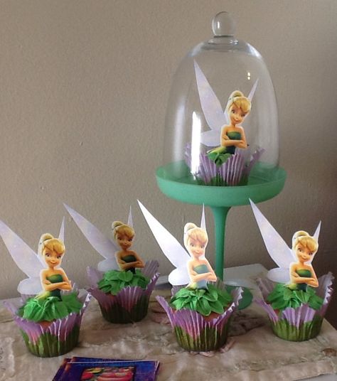 Tinkerbell Party Treats, Tinkerbell Desserts, Tinker Bell Sweet 16, Tinkerbell And Friends Cake, Tinker Bell Cupcakes, Tinker Bell Party Ideas, Tinkerbell Cupcakes, Tinkerbell Party Ideas, Cupcake Cake Ideas