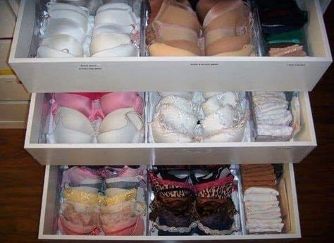 @yuriprincess Lingerie Organization, Lingerie Storage, Bra Storage, Dressing Room Closet, Diy Organizer, Wardrobe Organisation, Dresser Organization, Dream Closets, Lingerie Drawer