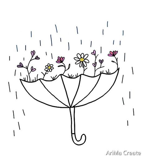 Umbrella Design Drawing, Umbrella Tattoo Ideas, Tattoo That Symbolizes Growth, Upside Down Umbrella Tattoo, Umbrella Flower Tattoo, Rain Will Make The Flowers Grow Tattoo, Self Growth Tattoo Ideas Small, Growing Up Tattoo, Growth Doodle