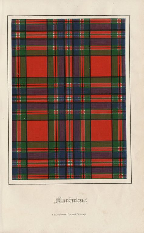 Antique Tartan Print of Clan Macfarlane. 1860 by bananastrudel, $25.00 Macfarlane Tartan, Andy Murray, Scottish Tartans, Digital Book, Antique Map, Scottish Highlands, Tartan Plaid, Pattern Art, Digital Download Etsy