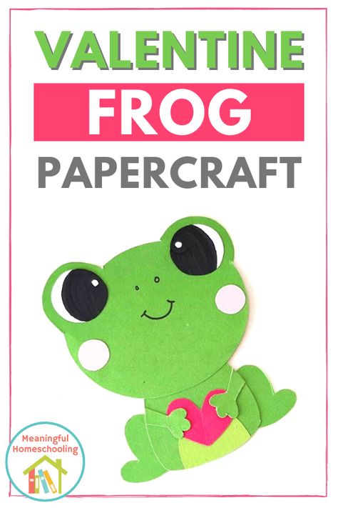 Cute Frog Valentine Paper Craft Frog Valentines Boxes, Frog Crafts Preschool, Frog Valentine, Frog Template, Valentine Paper Crafts, Valentine Paper, February Ideas, Construction Paper Crafts, Frog Crafts