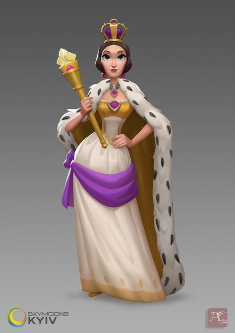 ArtStation - Queen character design Queen Character Design, Queen Character, Female Drawing, 2d Game Art, Casual Art, Mobile Art, Concept Art Character, Casual Game, Digital Painting Tutorials