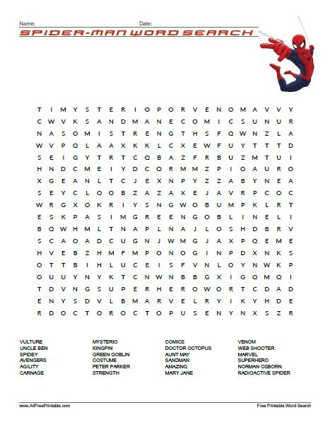 Free Printable Spider-Man Word Search Lego Words, Spring Word Search, Elementary Worksheets, Kindergarten Writing Prompts, Halloween Word Search, Spring Words, Word Search Printables, 2nd Grade Math Worksheets, Kids Worksheets Printables