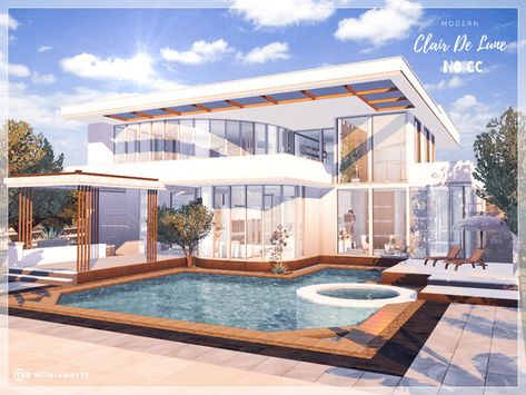 The Sims Resource - Clair De Lune Modern No CC Sims 4 Modern House Cc Download, Sims 4 Cc Vacation House, Modern House Design Sims 4, Sims 4 Cc Home Build, Sims 4 House Download No Cc, The Sims 4 Cc House Download, Sims 4 Cc Lots Family Home, Sims 4 Custom Lots, Sims 4 Cc Beach House